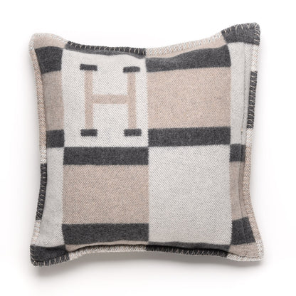Hermes Wool Cashmere Avalon Bayadere Pillow PM Galet Ecru 3 of 4