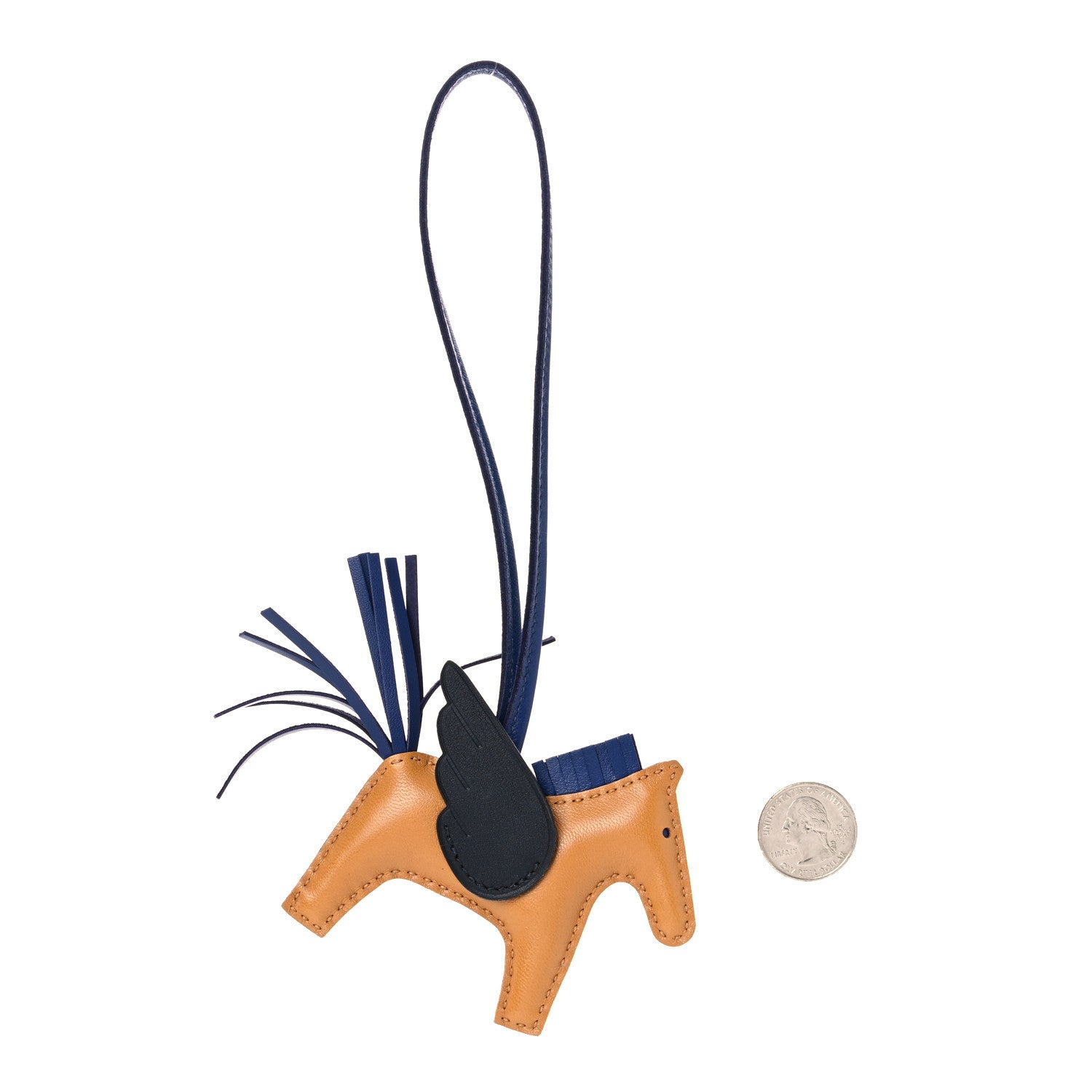 Hermes Milo Lambskin Grigri Rodeo Pegase Horse Bag Charm Sesame Black Bleu Saphir 2 of 5