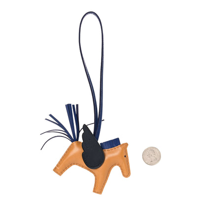Hermes Milo Lambskin Grigri Rodeo Pegase Horse Bag Charm Sesame Black Bleu Saphir 2 of 5