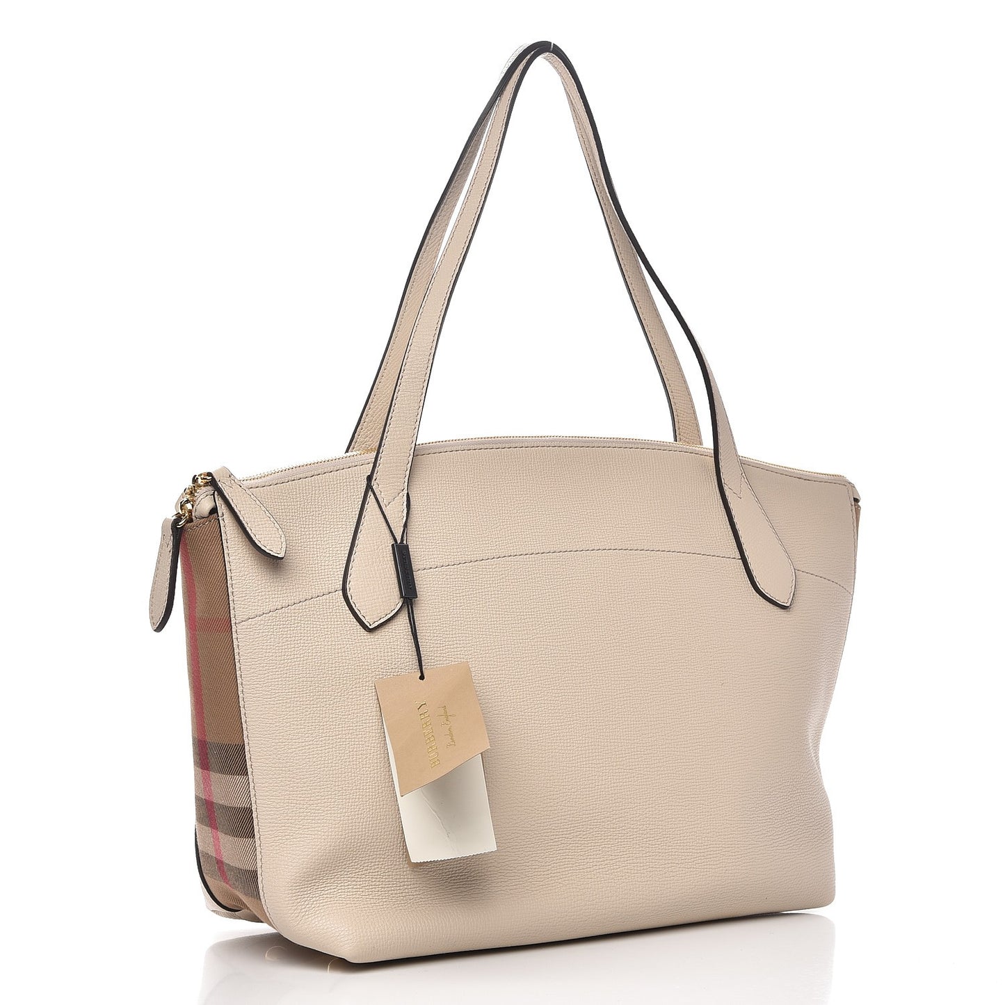 Derby Calfskin House Check Medium Welburn Tote Limestone