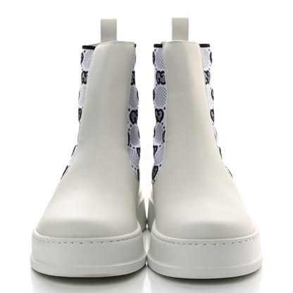 Gucci Dali Soft Calfskin Technical Jersey Knit GG Monogram Ankle Boots 40.5 White Great White Black 2 of 9