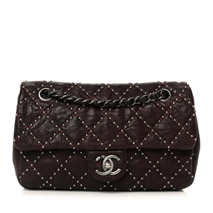 Chanel Washed Lambskin Studded Metal Beauty Flap Burgundy 1 of 11