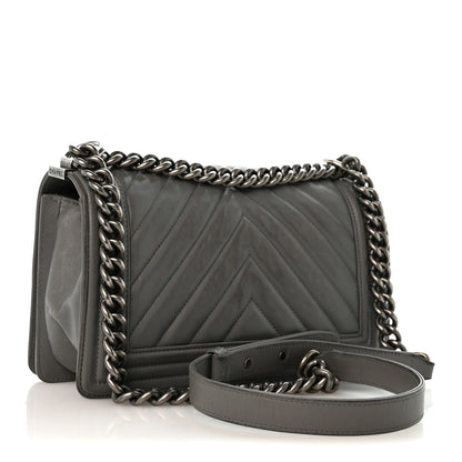 Chanel Lambskin Chevron Quilted Medium Boy Flap Grey 3 of 12