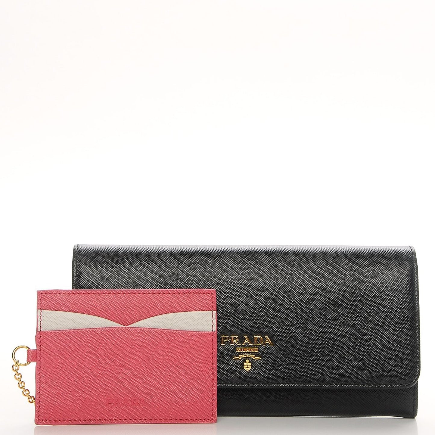 Saffiano Colour Continental Flap Wallet Black Hibiscus
