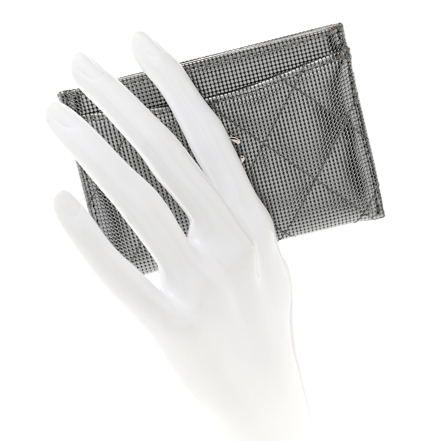 Metallic Calfskin Pixel Effect Card Holder Dark Silver