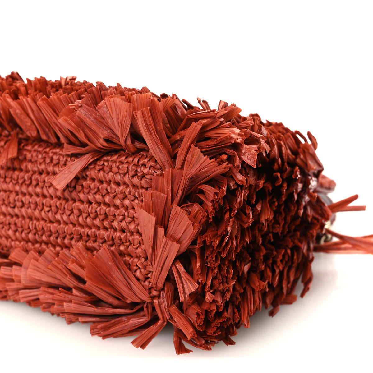 Raffia Fringe Nano Kelly Shopper Red