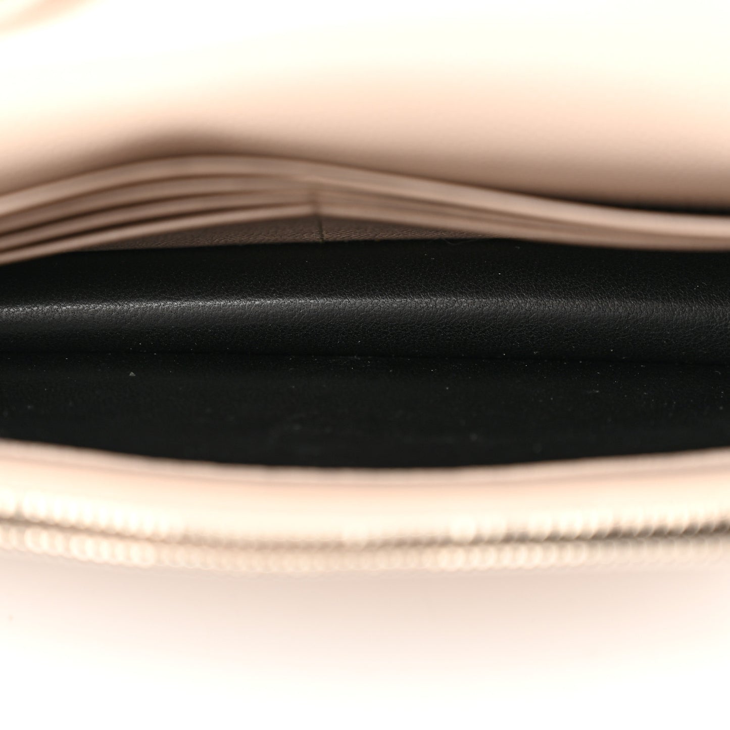 Grain De Poudre Matelasse Chevron Monogram Envelope Chain Wallet Dark Beige