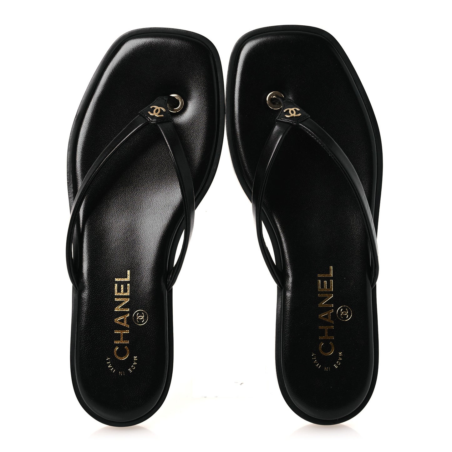Goatskin CC Times Square Thong Sandals 38 Black