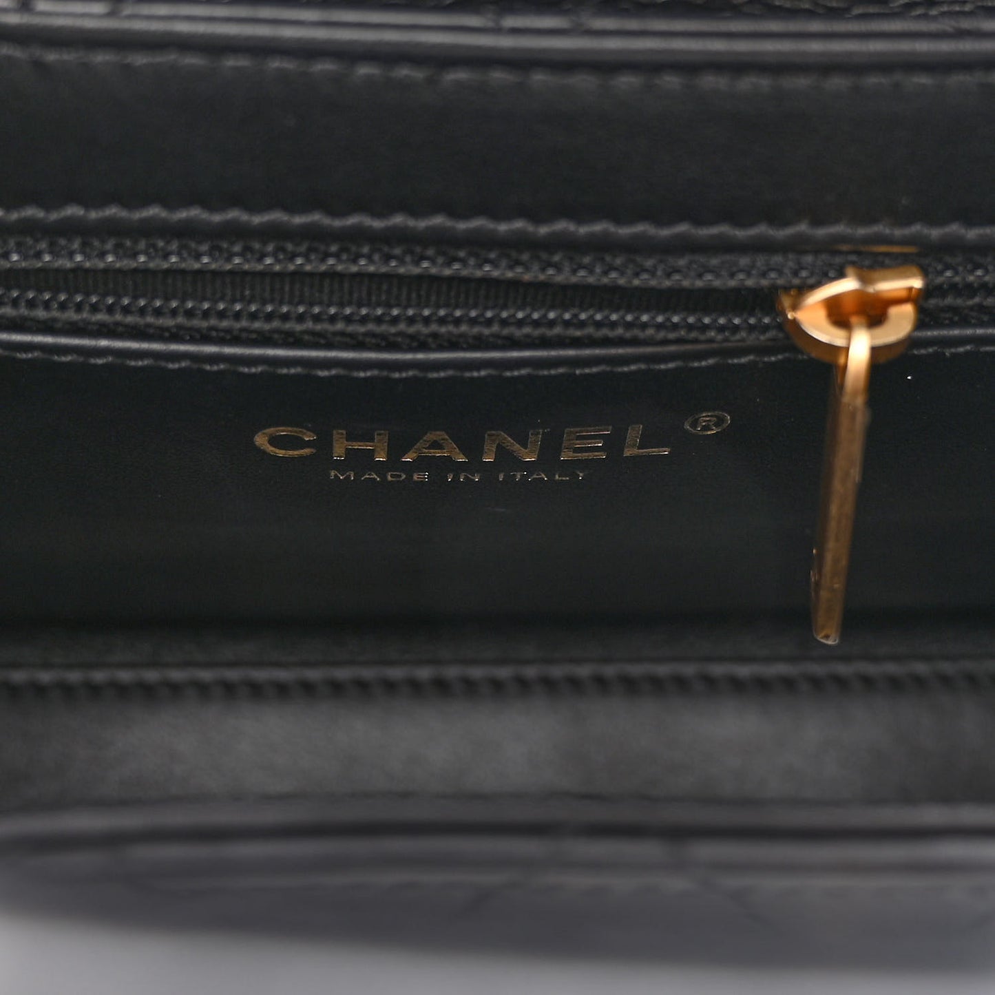 Shiny Aged Calfskin Quilted Nano Kelly Shopper Black