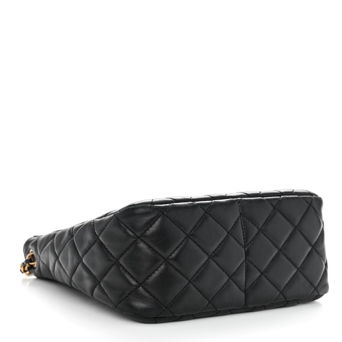 Lambskin Quilted Small Pearl Crush Hobo Black
