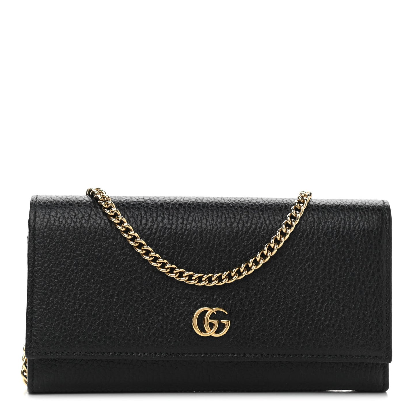 Calfskin Petite GG Marmont Wallet Chain Bag Black