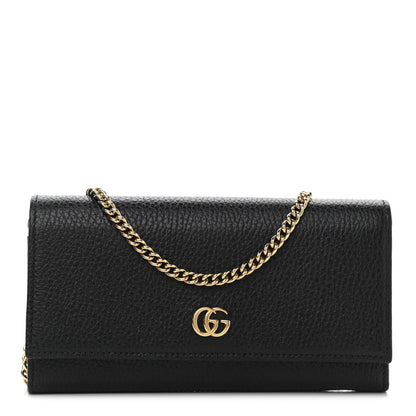 Gucci Calfskin Petite GG Marmont Wallet Chain Bag Black 1 of 12