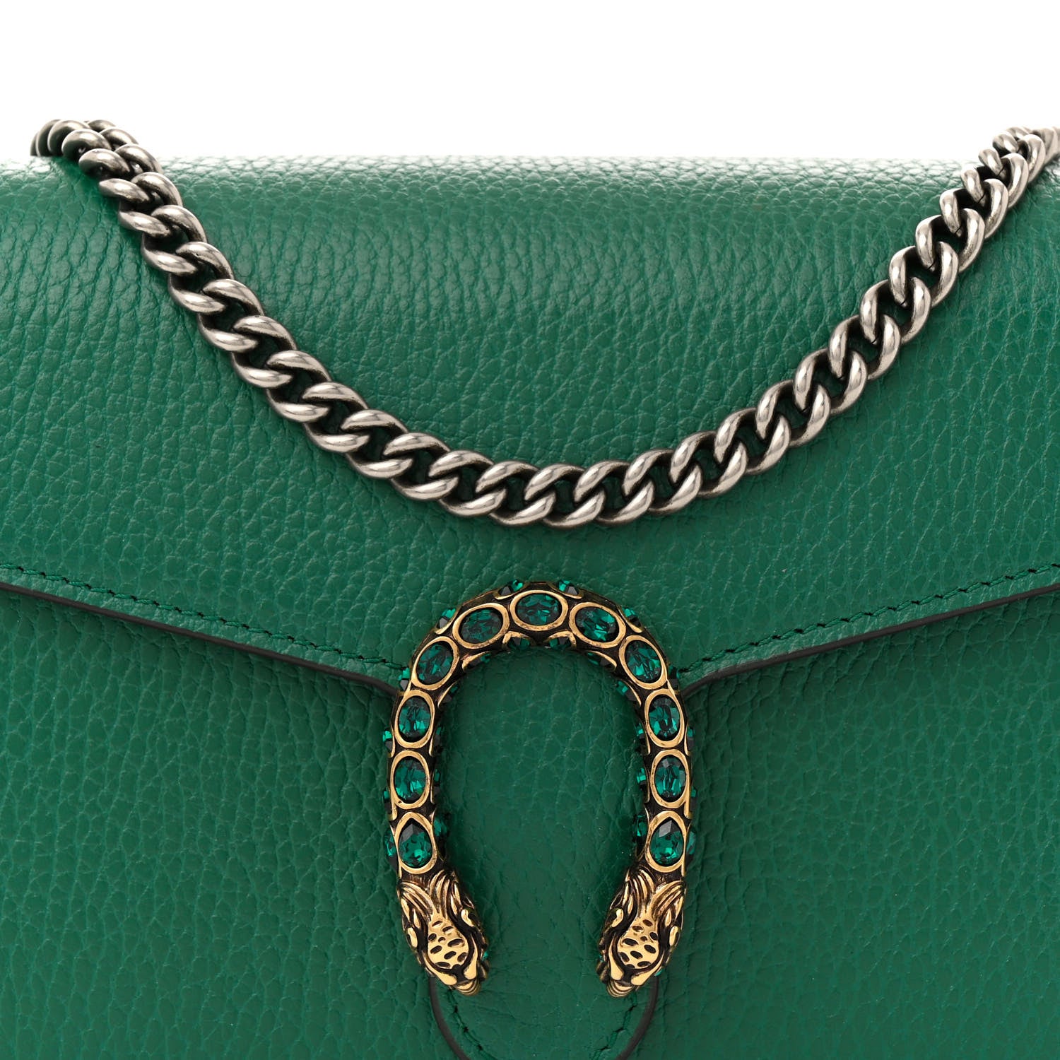 Gucci Calfskin Mini Dionysus Chain Wallet Emerald 8 of 12
