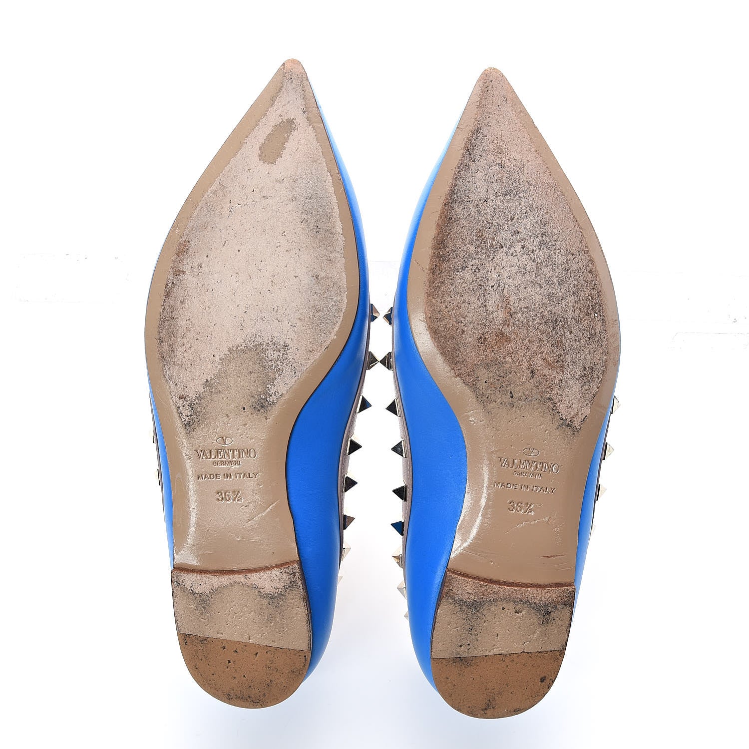 Valentino Garavani Calfskin Nappa Rockstud Ballerina Flats 36.5 Blue Fluo Poudre 7 of 13