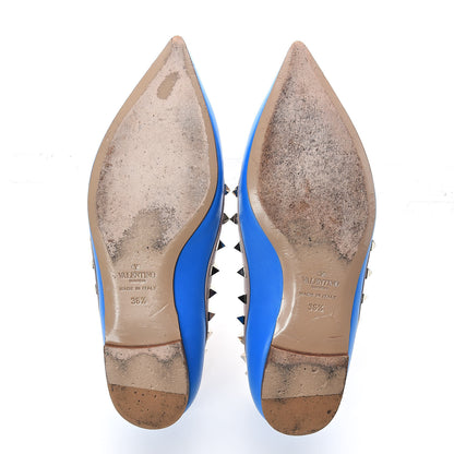 Valentino Garavani Calfskin Nappa Rockstud Ballerina Flats 36.5 Blue Fluo Poudre 7 of 13