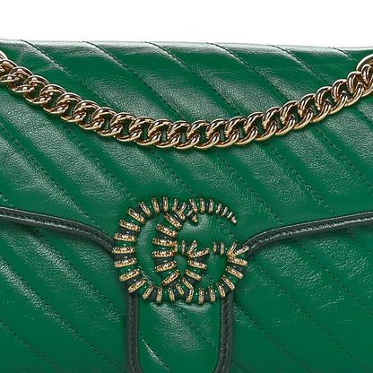 Gucci Azalea Calfskin Enamel Matelasse Diagonal Small Torchon GG Marmont Shoulder Bag New Shamarock Emerald 8 of 10
