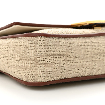 Fendi Sardinian Jacquard Vitello King FF 1974 Embroidered Baguette Corda Praline 8 of 10