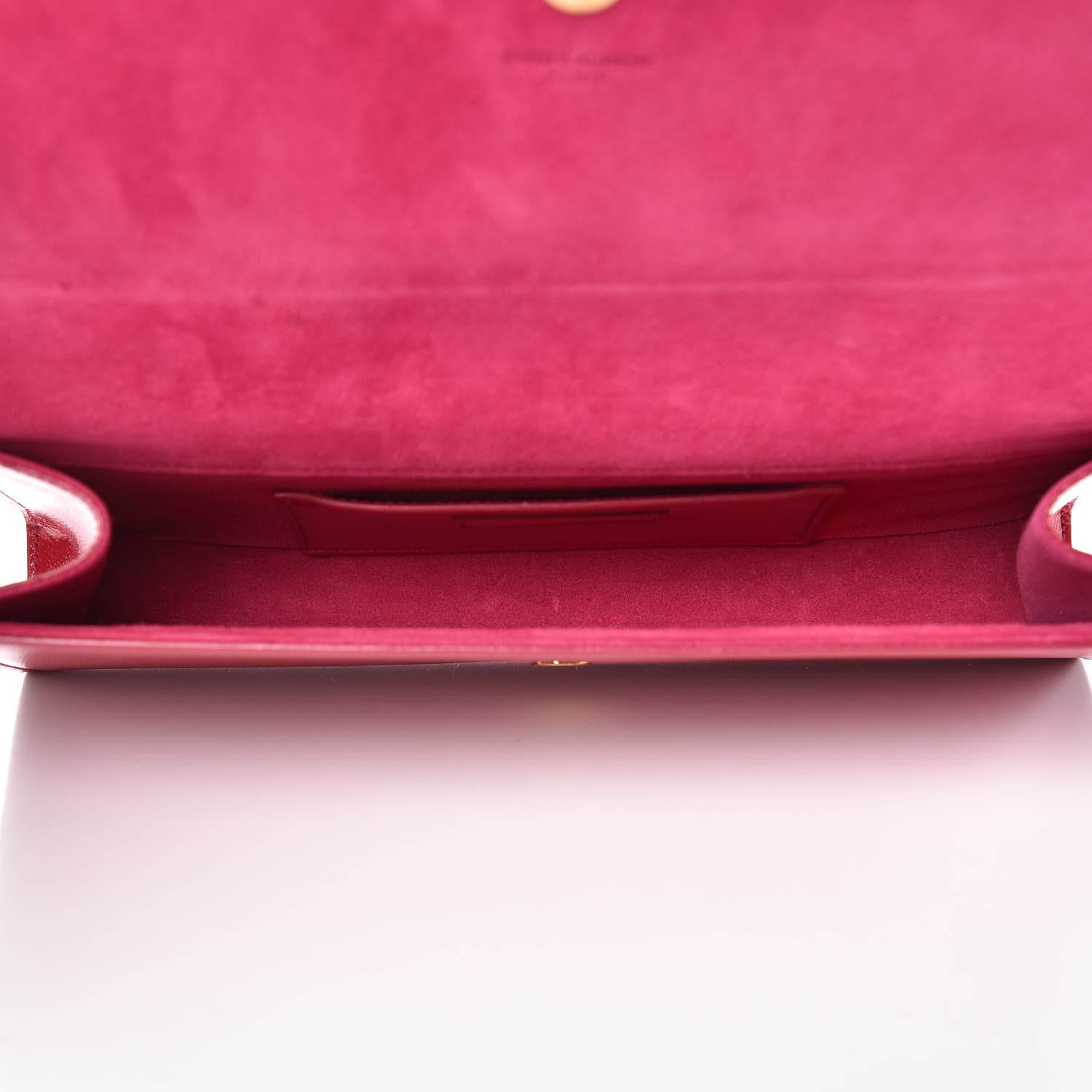 Saint Laurent Patent Grain De Poudre Classic Monogram Cassandre Clutch Fuchsia 5 of 11