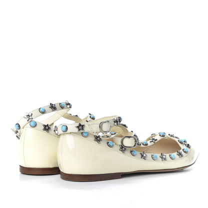 Valentino Garavani Patent Rockstud Rolling Cage Ballerina Flats 39 Ivory 4 of 9