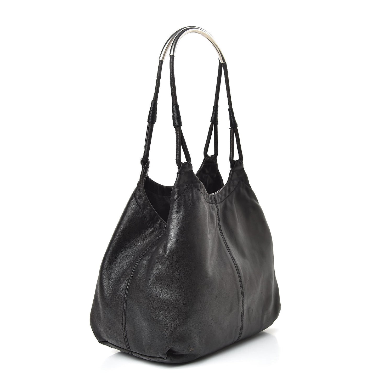 Glace Calfskin Shoulder Bag Black