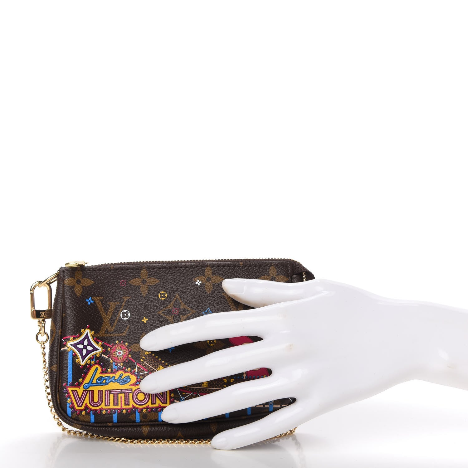 Louis Vuitton Monogram 2020 Christmas Animation Roller Coaster Mini Pochette Accessories Pivoine 2 of 9