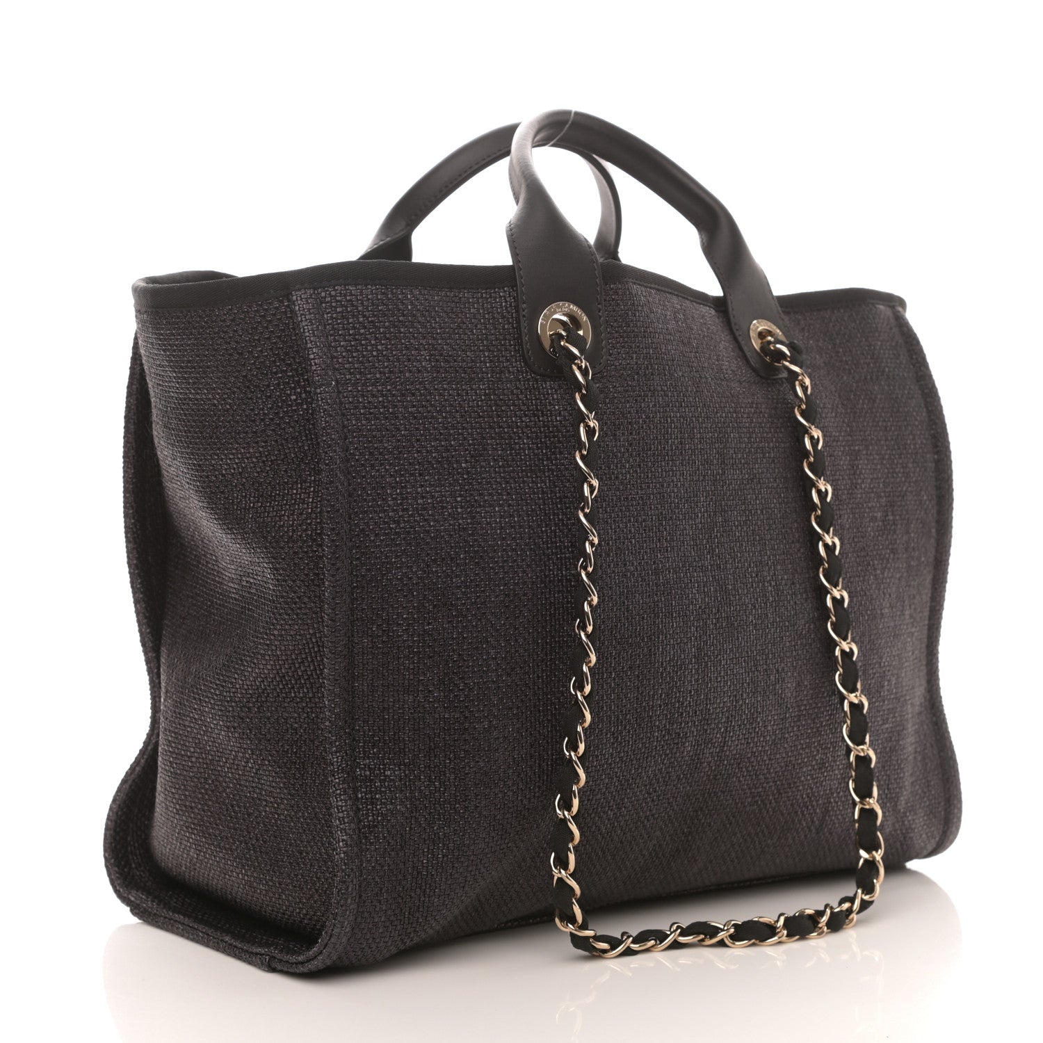 Chanel Woven Straw Raffia Large Deauville Tote Black 3 of 8