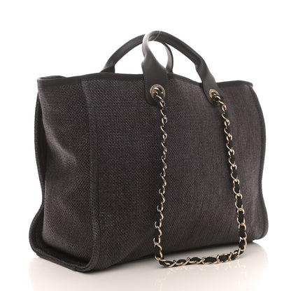 Chanel Woven Straw Raffia Large Deauville Tote Black 3 of 8