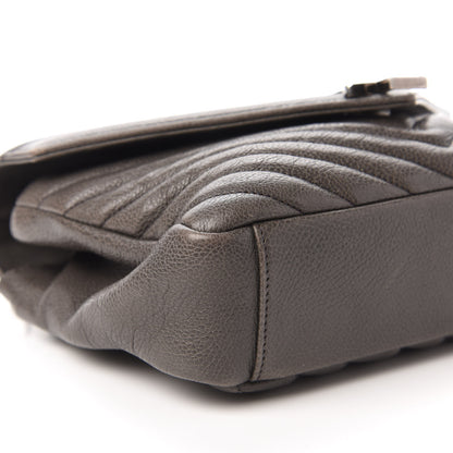 Saint Laurent Sheepskin Matelasse Chevron Monogram Medium College Bag Light Coal 6 of 9
