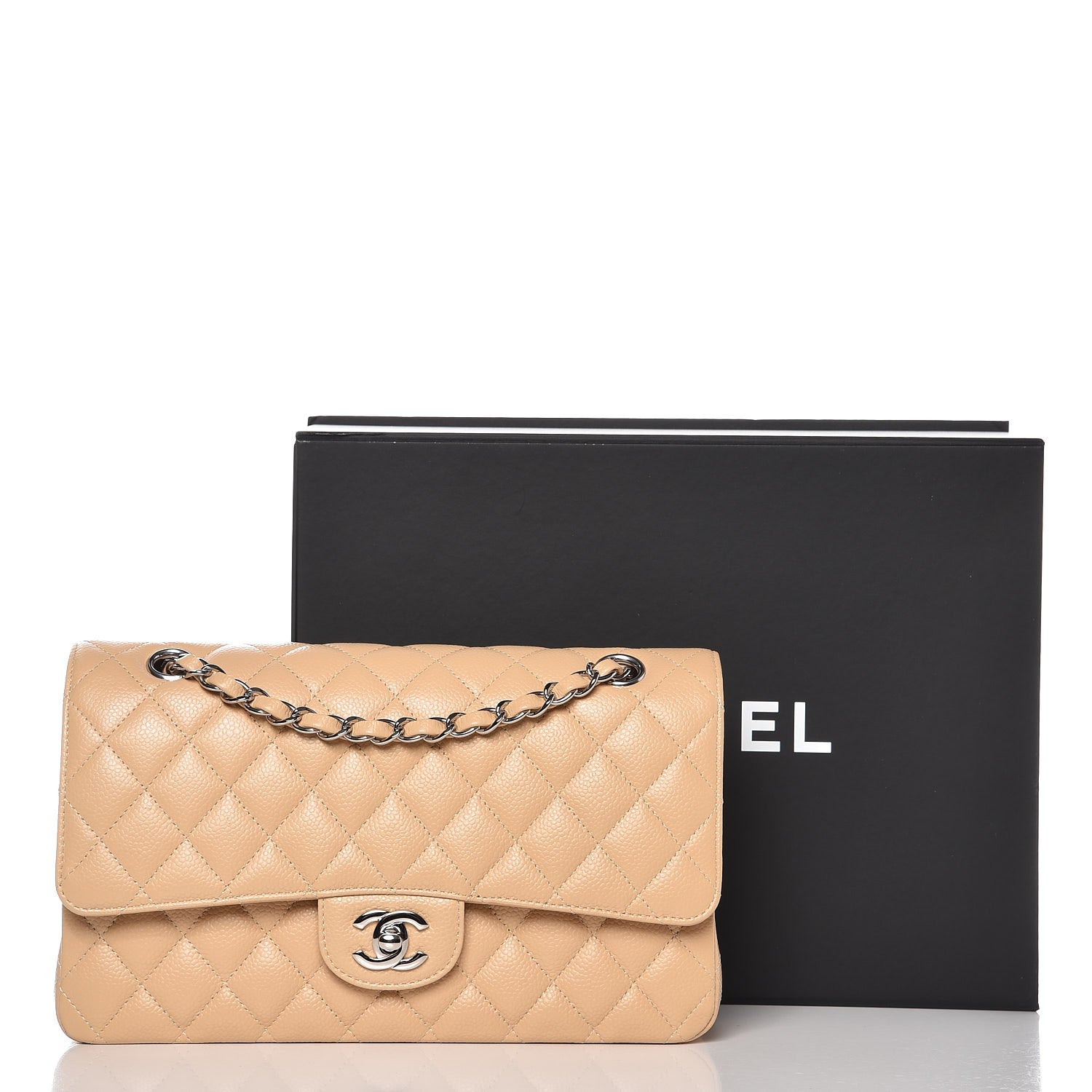 Chanel Caviar Quilted Medium Double Flap Beige Clair 9 of 9