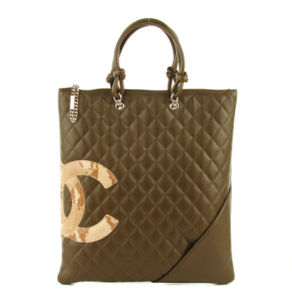 Chanel Calfskin Python Quilted Cambon Flat Tote Khaki 1 of 7