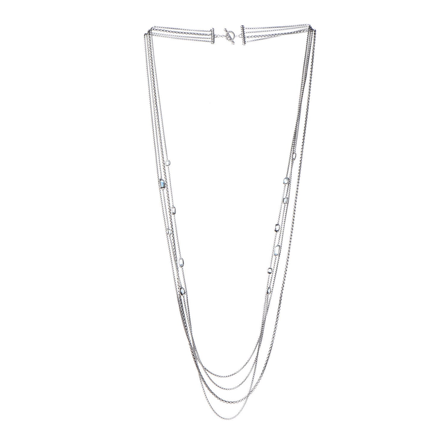 Sterling Silver Diamond Blue Topaz Confetti Station Necklace
