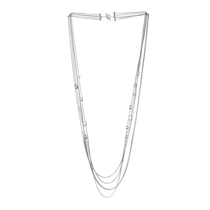 David Yurman Sterling Silver Diamond Blue Topaz Confetti Station Necklace 3 of 5