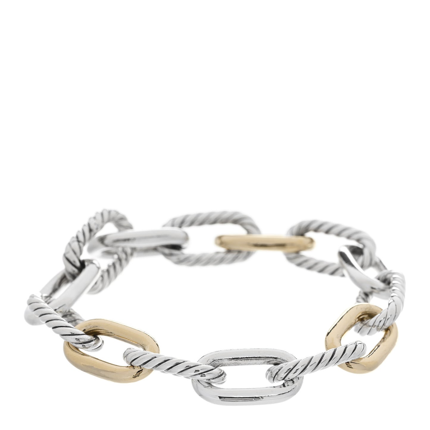 Sterling Silver 18K Yellow Gold 11mm DY Madison Link Chain Bracelet