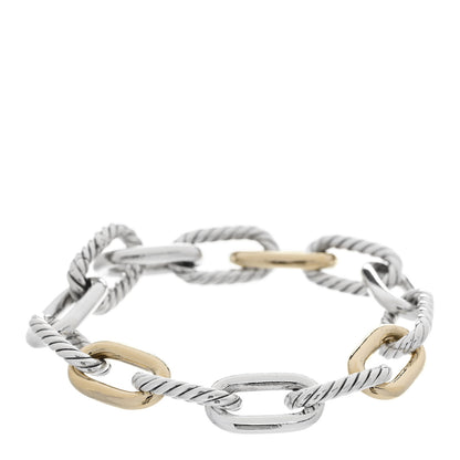 David Yurman Sterling Silver 18K Yellow Gold 11mm DY Madison Link Chain Bracelet 1 of 5