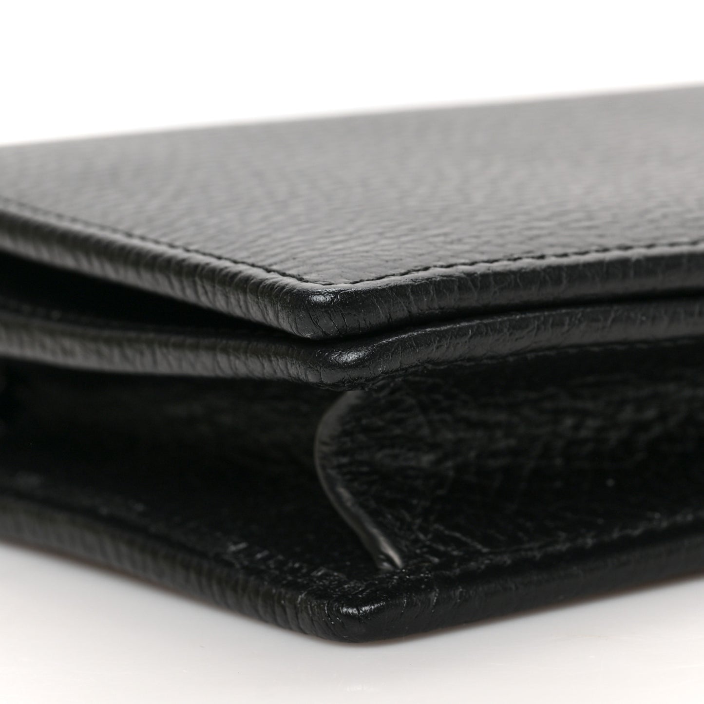 Dollar Calfskin Enamel Monochrome Mini GG Marmont Chain Wallet Black