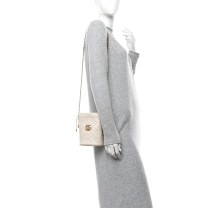 Gucci Calfskin Matelasse Mini GG Marmont 2.0 Bucket Bag White 2 of 10