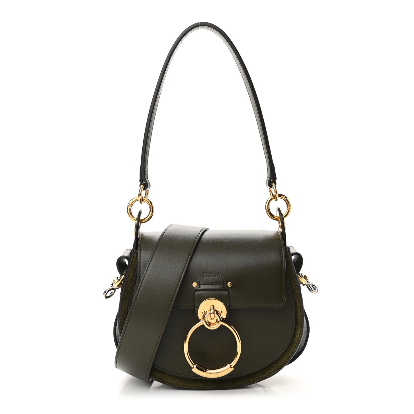 Calfskin Suede Small Tess Bag Deep Forest