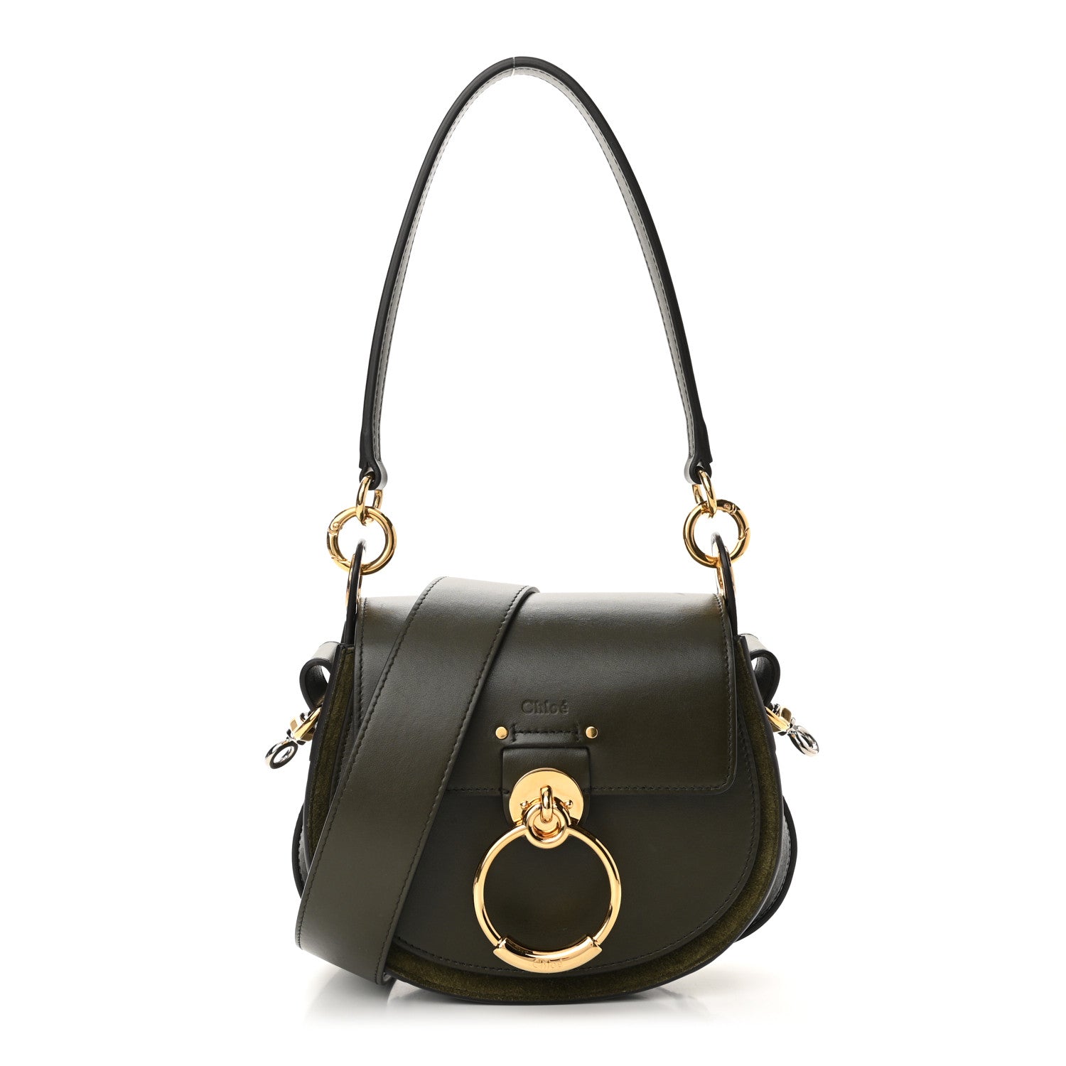Chloe Calfskin Suede Small Tess Bag Deep Forest 1 of 9