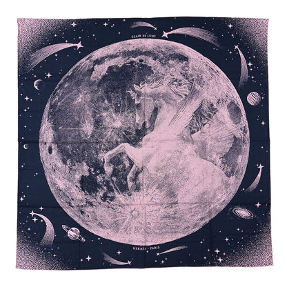 Hermes Silk Cashmere Clair De Lune Shawl 140 Marine Vieux Rose 1 of 4