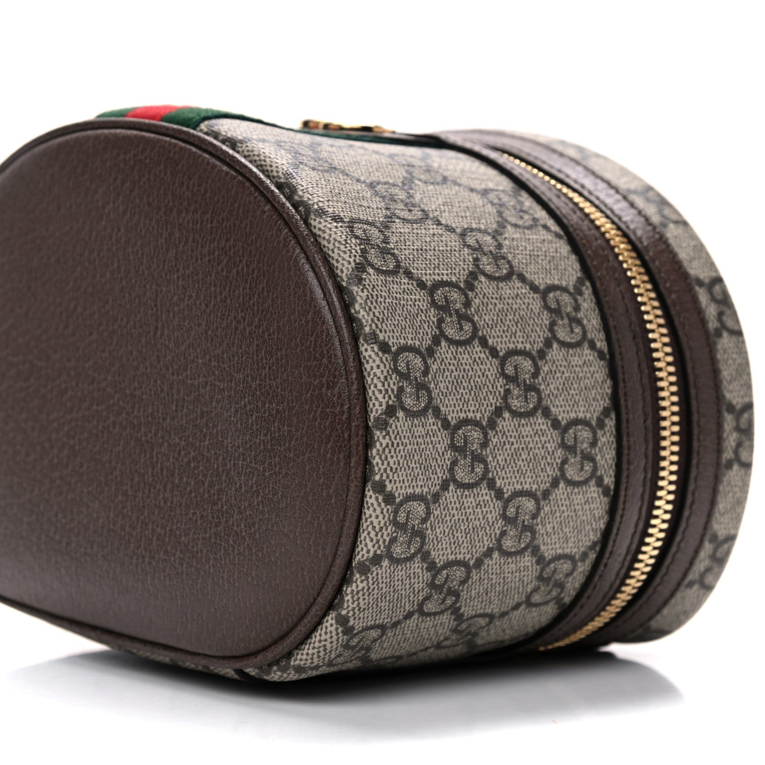 Gucci GG Supreme Monogram Textured Calfskin Web Ophidia Vanity Cosmetic Case Beige Ebony New Acero 6 of 11