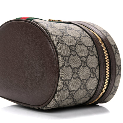 Gucci GG Supreme Monogram Textured Calfskin Web Ophidia Vanity Cosmetic Case Beige Ebony New Acero 6 of 11