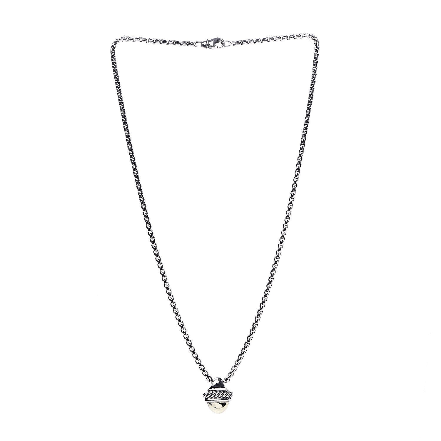 David Yurman Sterling Silver 14K Yellow Gold Acorn Pendant Necklace 3 of 5