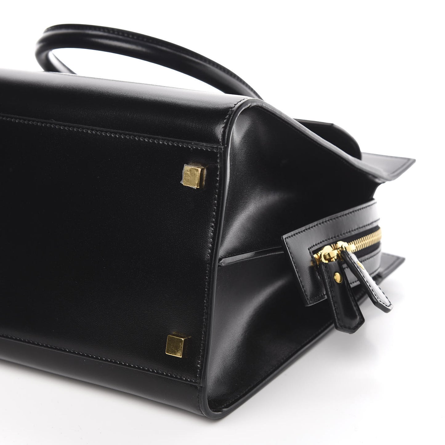 Shiny Calfskin Medium Uptown Tote Black