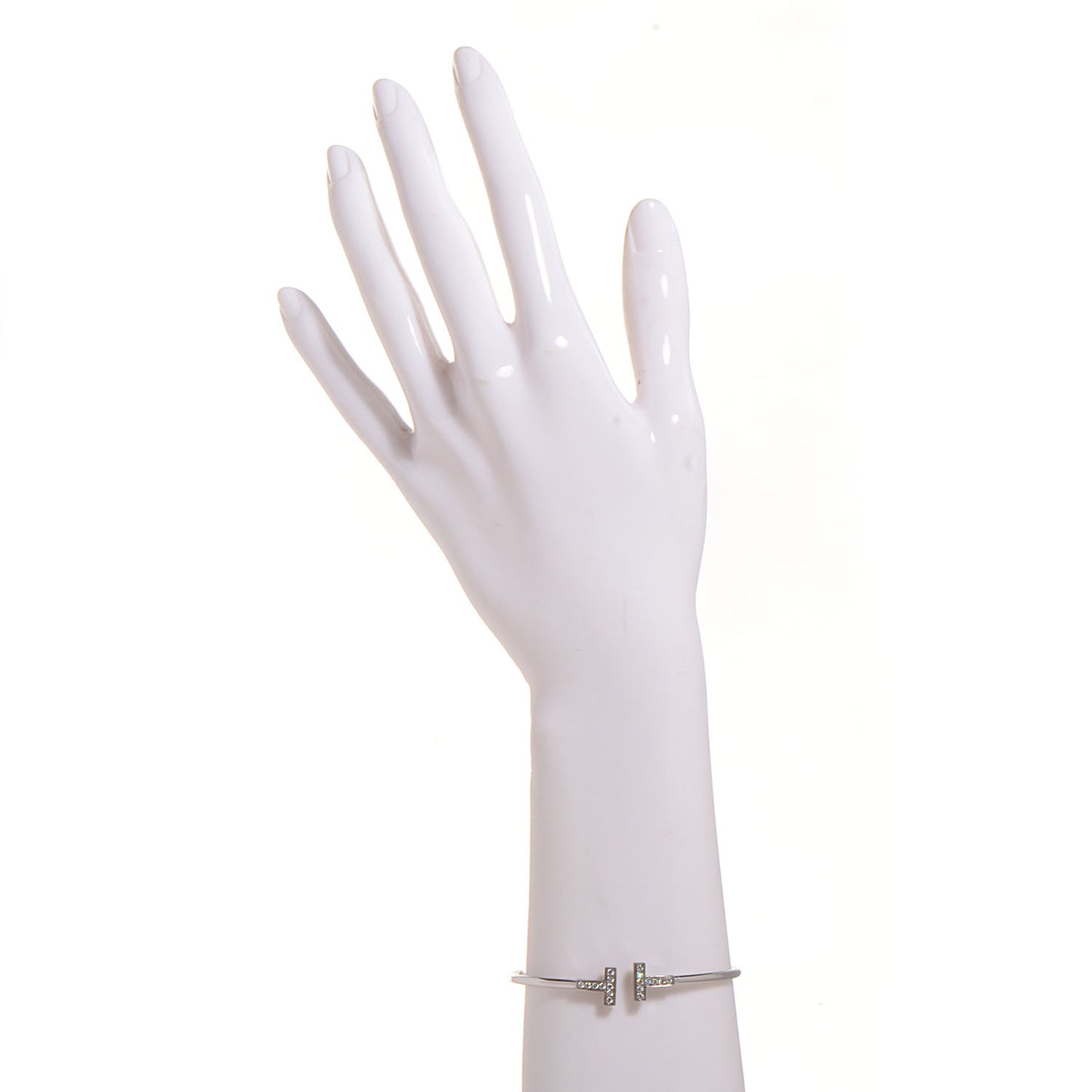 18K White Gold Diamond T Wire Bracelet