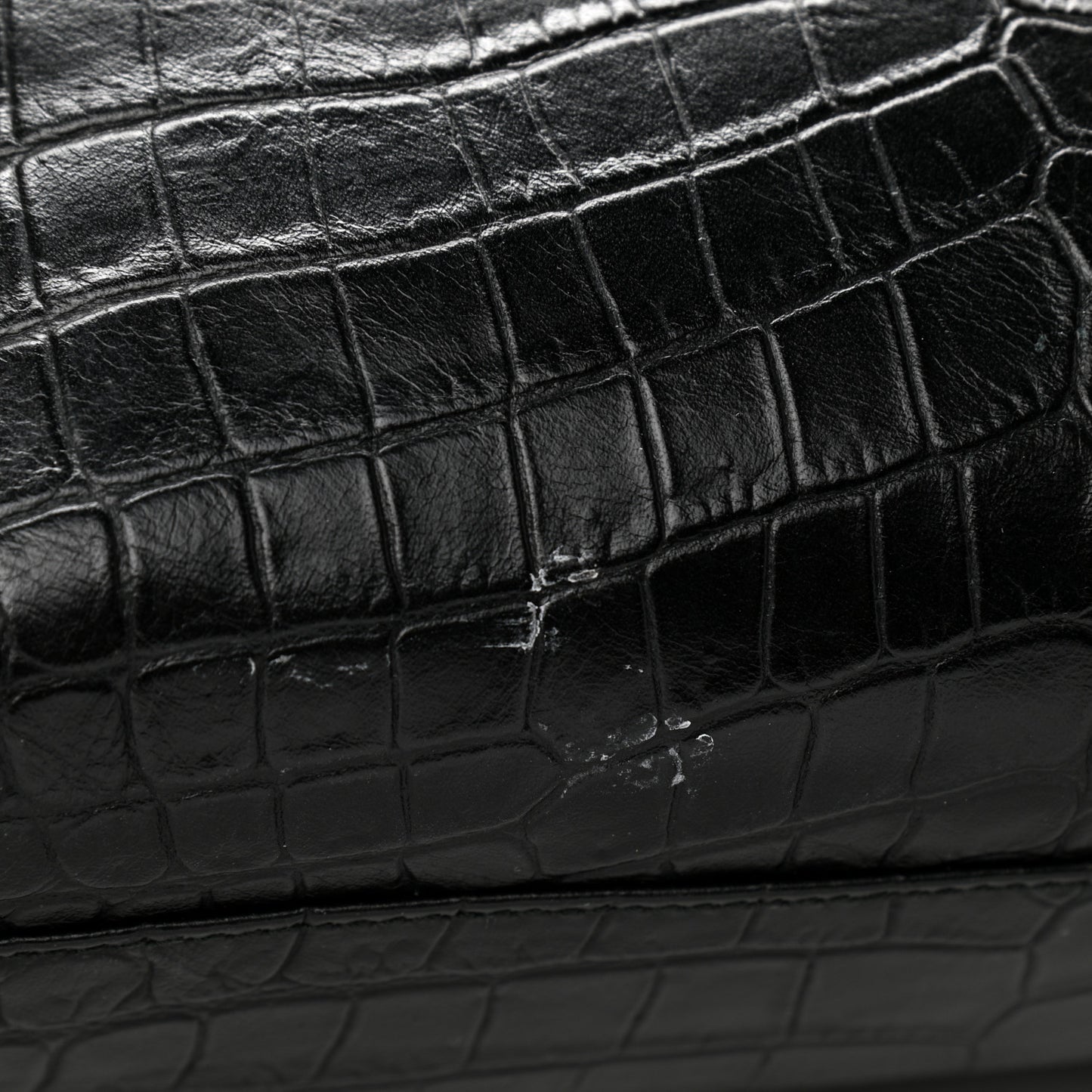 Calfskin Crocodile Embossed Classic Hardware City Black