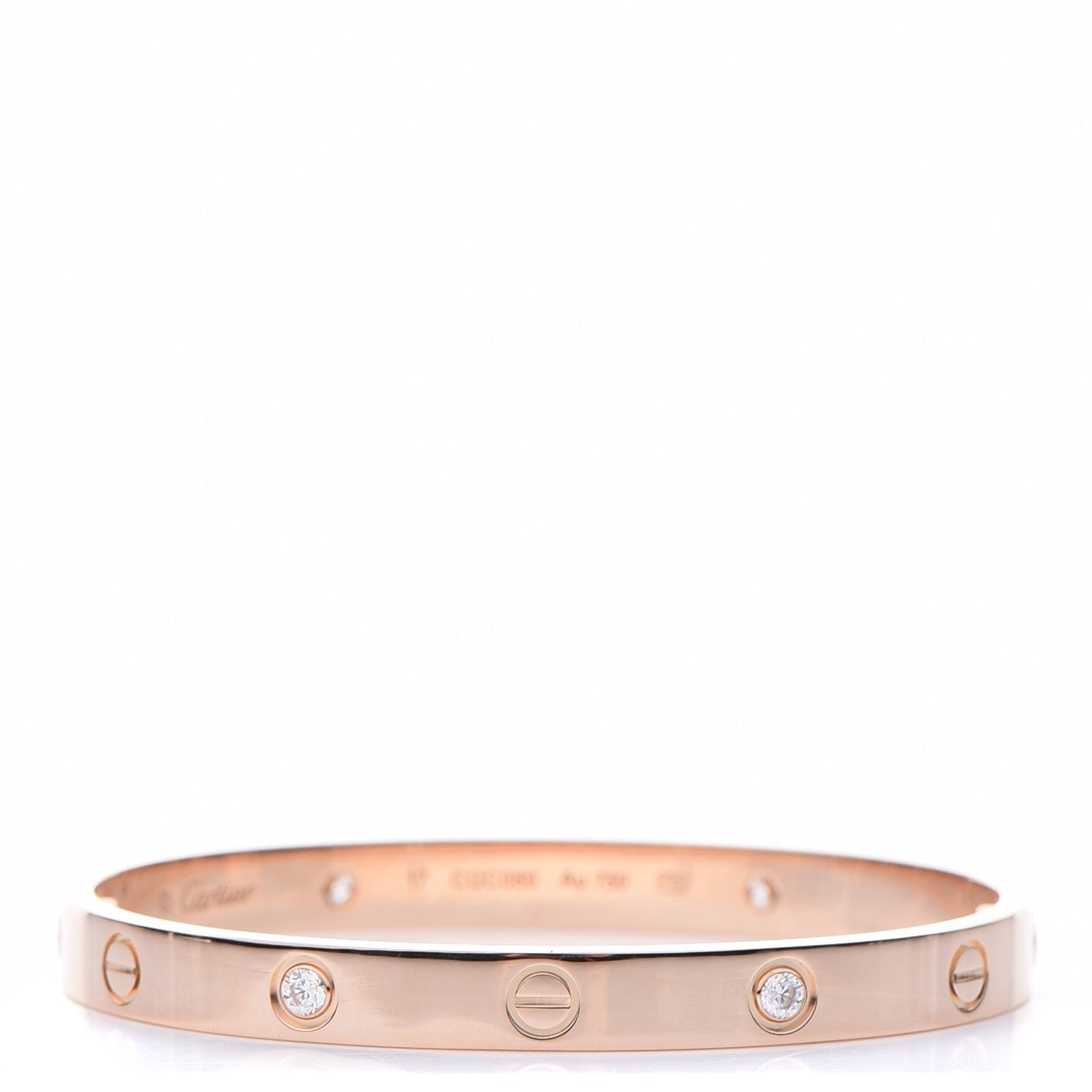 Cartier 18K Pink Gold 4 Diamond LOVE Bracelet 17 1 of 10