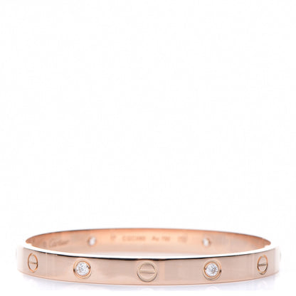 Cartier 18K Pink Gold 4 Diamond LOVE Bracelet 17 1 of 10