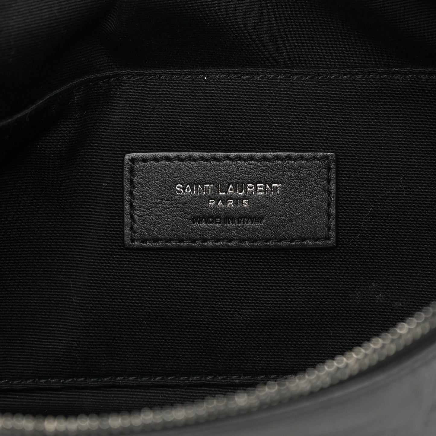 Calfskin Crocodile Embossed Monogram Belt Bag Black