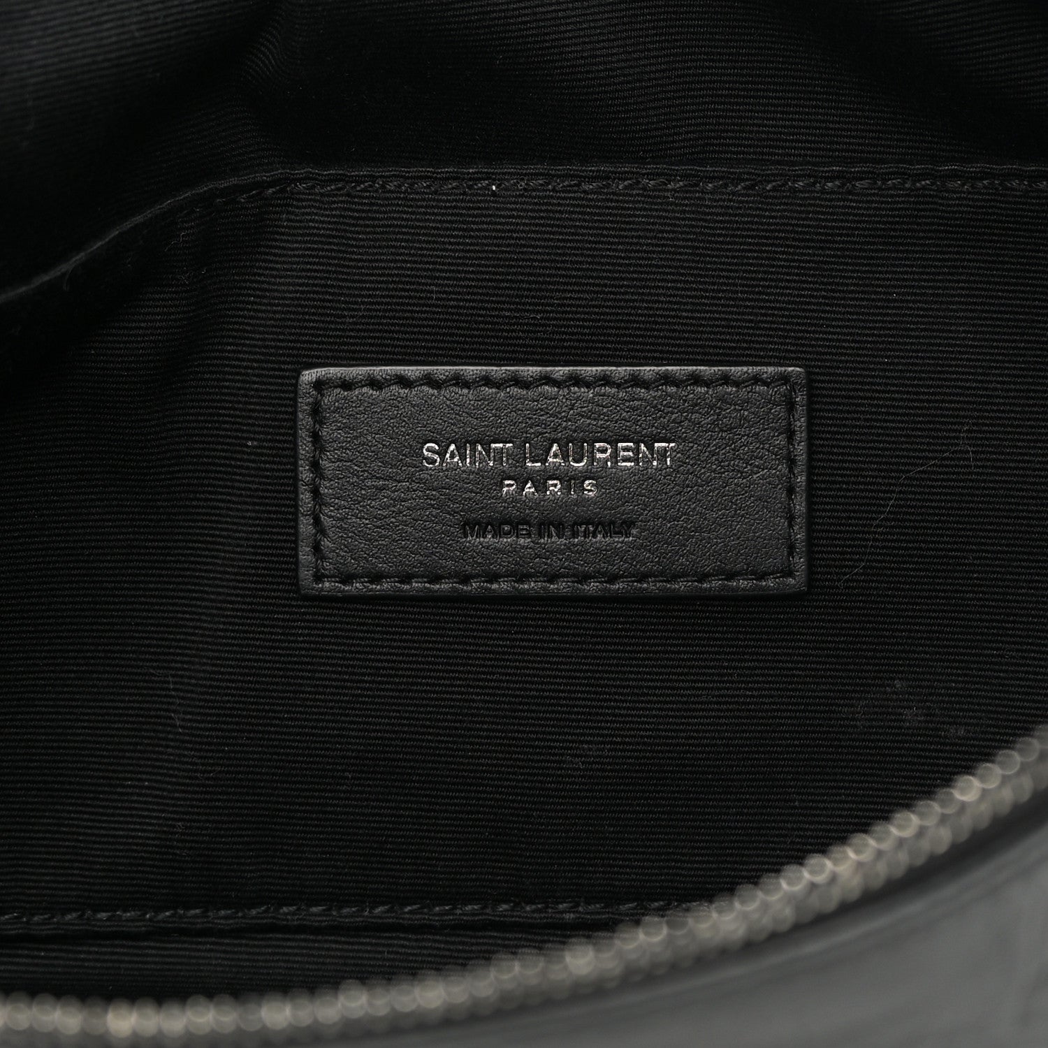 Saint Laurent Calfskin Crocodile Embossed Monogram Belt Bag Black 6 of 13