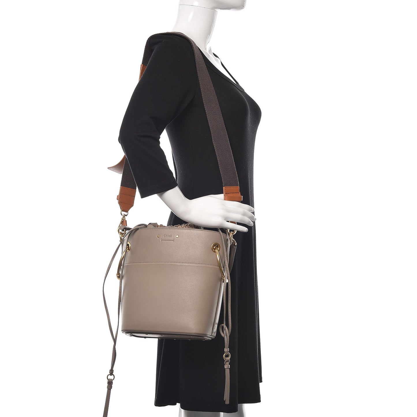 Smooth Calfskin Small Roy Bucket Bag Motty Grey